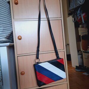 Forever 21 Striped Black Blue White and Red Crossbody Bag
